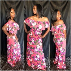 Floral off shoulder dress